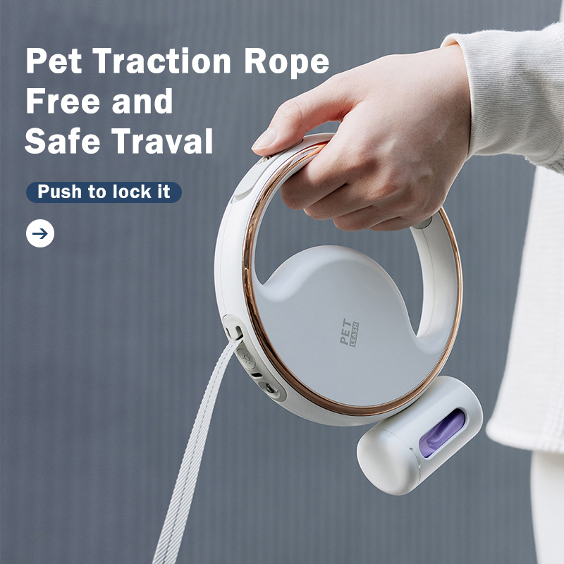 Luxury Custom Logo Light up Nylon Rope Heavy Duty Retractable Dog Leash With Light (1)